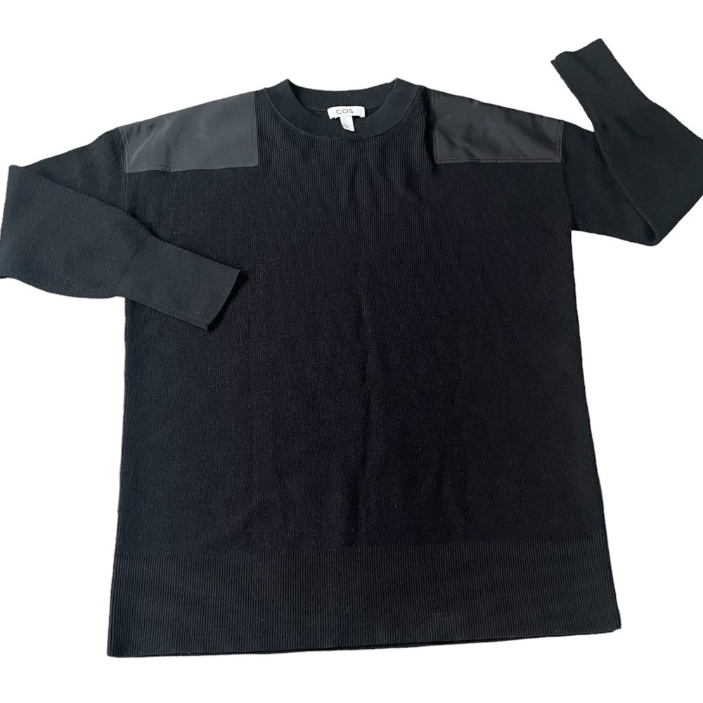 Men’s COS Military Style Black Wool Crewneck Sweater